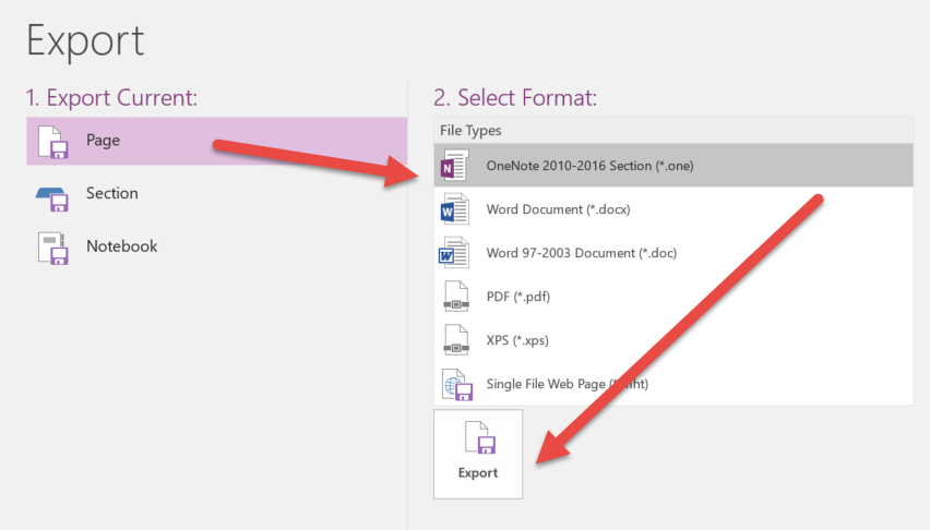 onenote for windows 10 export to pdf